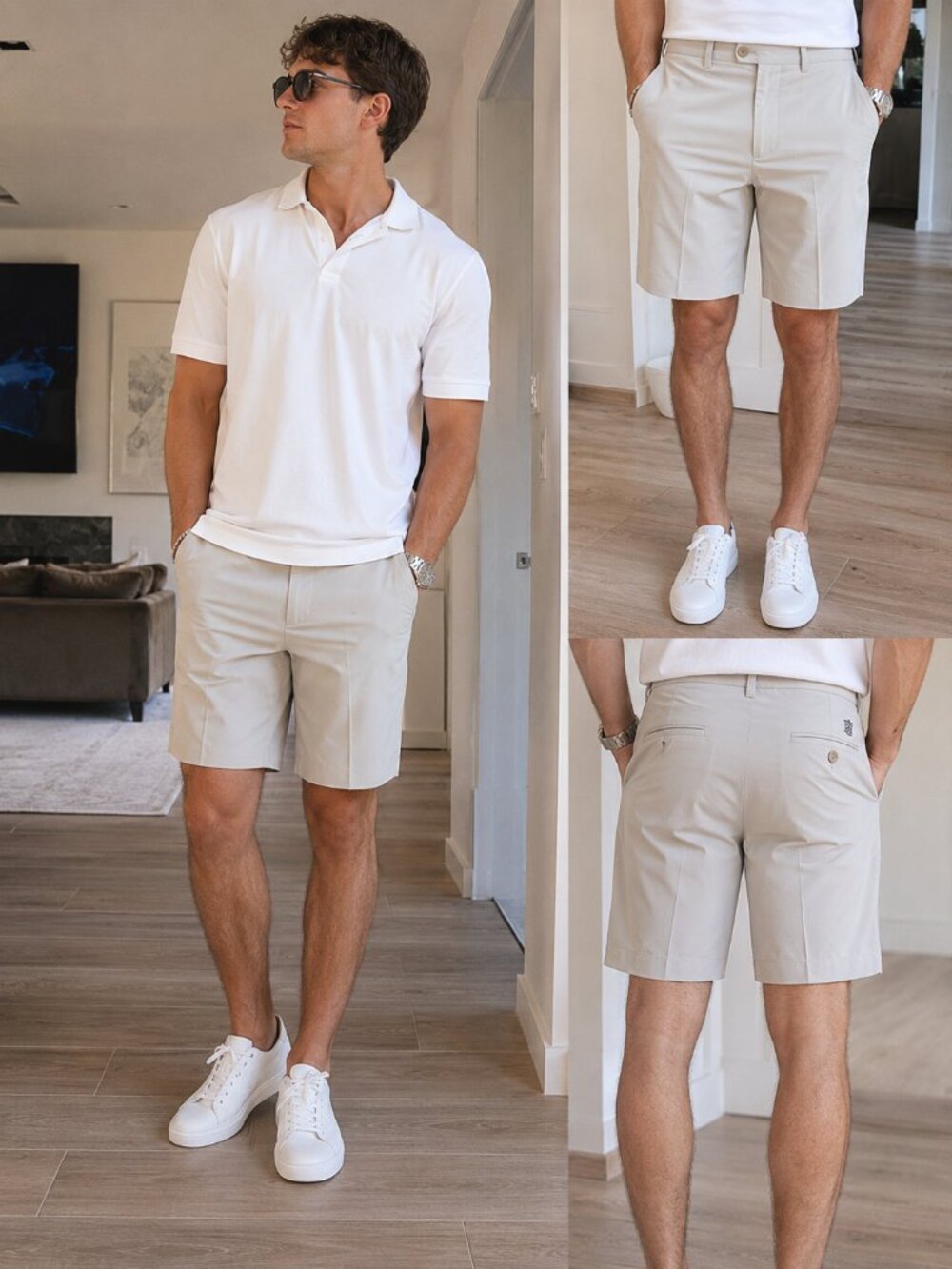 Peter Millar Beige Performance Golf Shorts Men Size 36 Flat Front Stretch Chino